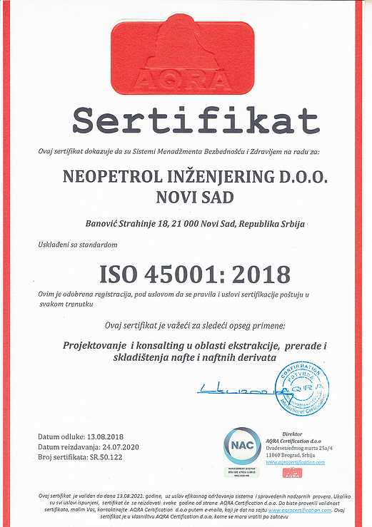 ISO45001 certificate